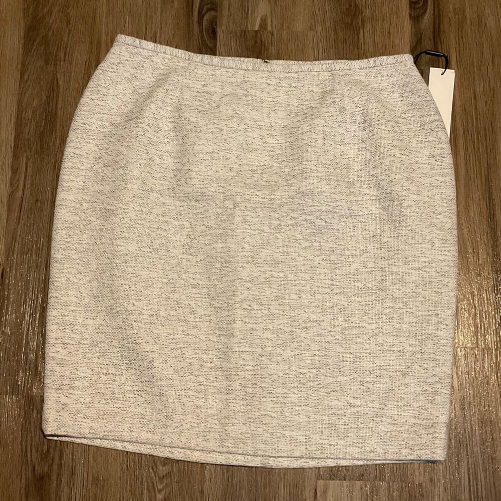 Calvin Klein‎ 14W Large Woven Tweed Pencil Skirt White Black NWT